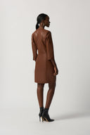 Joseph Ribkoff Toffee Faux-Leather A-Line Dress Style 233920