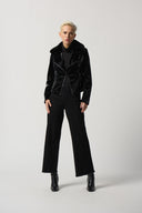 Joseph Ribkoff Black Faux-Leather Moto Jacket Style 233928