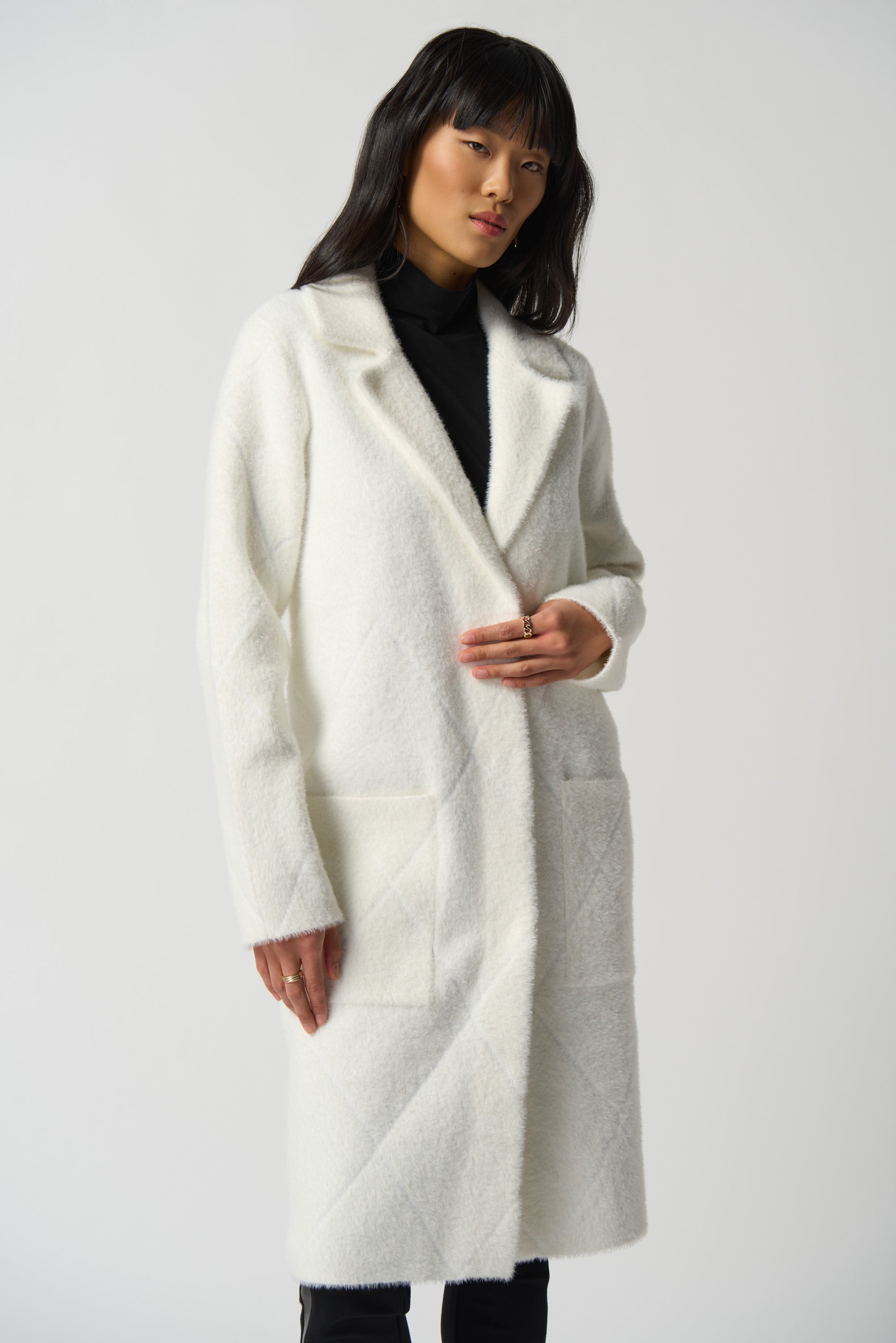 Joseph Ribkoff Vanilla Notched Collar Coat Style 233951 – Luxetire