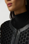 Joseph Ribkoff Black Faux Leather and Mesh Jacket Style 233968