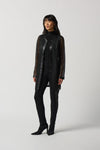 Joseph Ribkoff Black Faux Leather and Mesh Jacket Style 233968