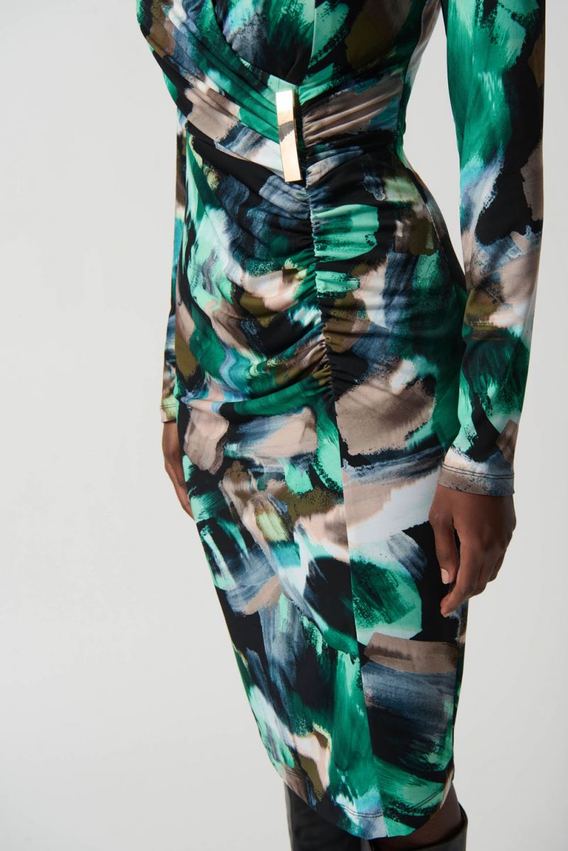 Joseph Ribkoff Black/Multi Abstract Print Dress Style 234019