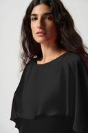 Joseph Ribkoff Black Satin Layered Top With Boat Neck Style 234023