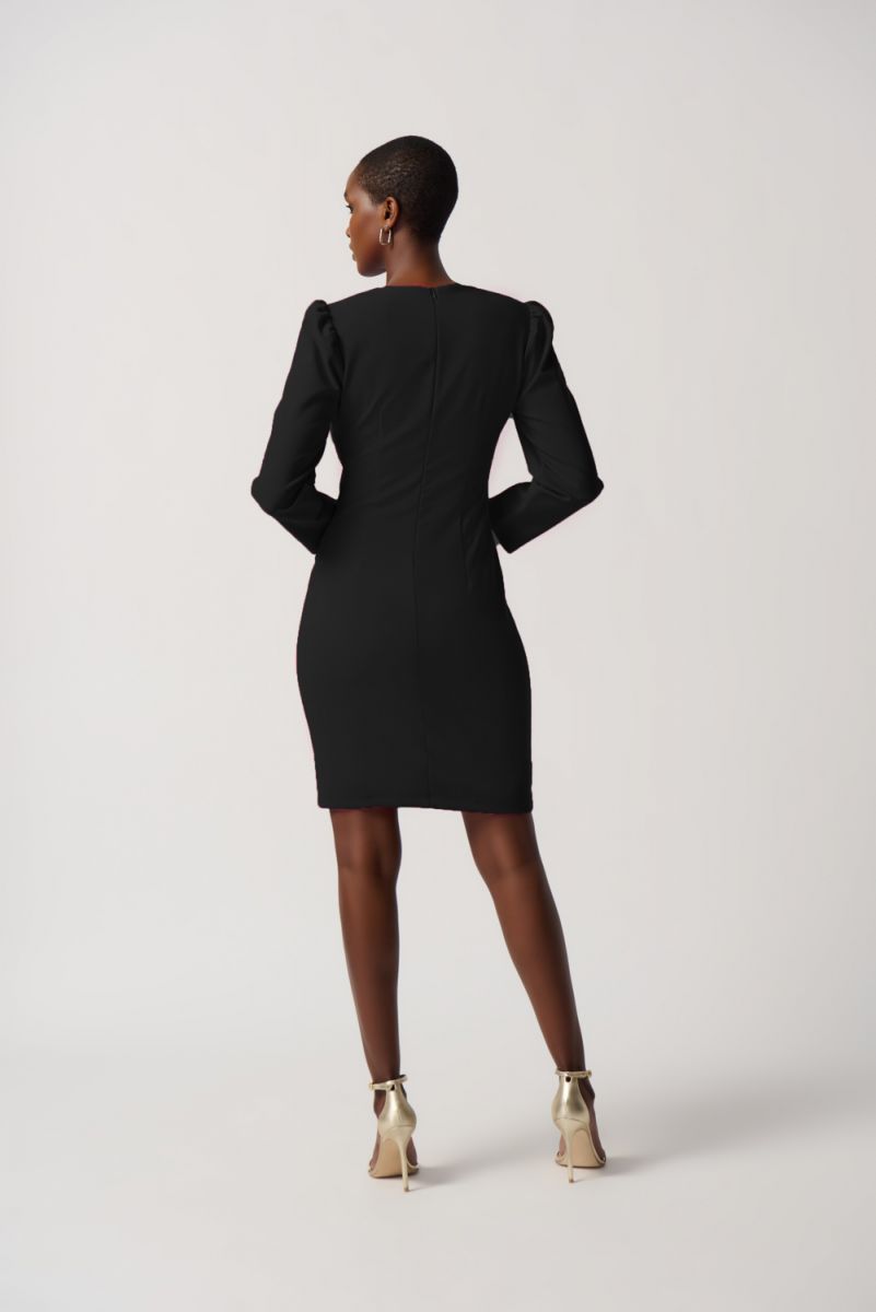 Joseph Ribkoff Black Sheath Dress With Puff Sleeves Style 234025