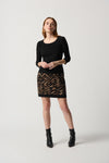Joseph Ribkoff Black/Beige Dress With Animal Jacquard Insert Style 234027