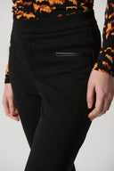 Joseph Ribkoff Black Heavy Knit And Faux Leather Pants Style 234036