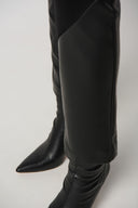 Joseph Ribkoff Black Heavy Knit And Faux Leather Pants Style 234036