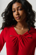 Joseph Ribkoff Lipstick Red Twist Silky Knit Fitted Top Style 234044