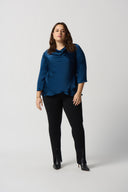 Joseph Ribkoff Nightfall Cowl Neckline Satin Flared Top Style 234082