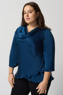 Joseph Ribkoff Nightfall Cowl Neckline Satin Flared Top Style 234082