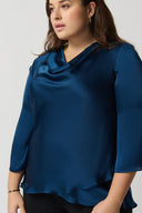 Joseph Ribkoff Nightfall Cowl Neckline Satin Flared Top Style 234082