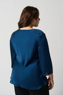 Joseph Ribkoff Nightfall Cowl Neckline Satin Flared Top Style 234082