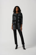 Joseph Ribkoff Black/White Cocoon Tunic Style 234088