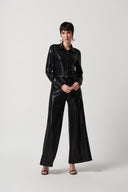 Joseph Ribkoff Black Novelty Knit Button-Down Blouse Style 234091