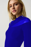 Joseph Ribkoff Royal Sapphire Mock Neck Dress With Mesh Insert Style 234096