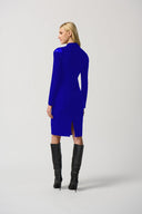 Joseph Ribkoff Royal Sapphire Mock Neck Dress With Mesh Insert Style 234096