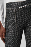 Joseph Ribkoff Black/Multi Houndstooth Millennium Pull-On Pants With Pearl Belt Style 234101