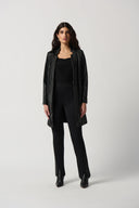Joseph Ribkoff Black Faux Leather Snake Print A-Line Coat Style 234111
