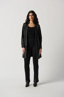 Joseph Ribkoff Black Heavy Knit Snake Leatherette Pull-On Pants Style 234113