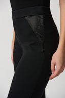 Joseph Ribkoff Black Heavy Knit Snake Leatherette Pull-On Pants Style 234113