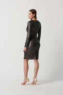 Joseph Ribkoff Pewter Novelty Knit Long Sleeve Sheath Dress Style 234124