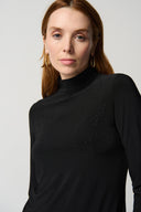 Joseph Ribkoff Black Silky Knit Long Sleeve Mock Neck Top Style 234129