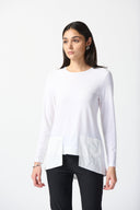 Joseph Ribkoff Vanilla Silky Knit High Low Top Style 234138