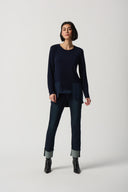Joseph Ribkoff Midnight Blue Silky Knit High Low Top Style 234138
