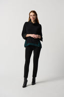 Joseph Ribkoff Black/Alpine Green Color Block Top Style 234140