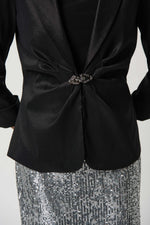 Joseph Ribkoff Black Taffeta Fitted Blazer With Shawl Collar Style 234144