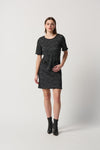 Joseph Ribkoff Black/Off-White Jacquard Knit Dress Style 234157