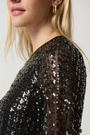 Joseph Ribkoff Black/Gold Sequin Boxy Top Style 234176