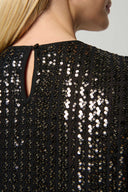 Joseph Ribkoff Black/Gold Sequin Boxy Top Style 234176