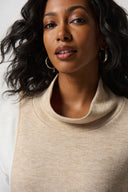 Joseph Ribkoff Beige/Ivory Colour-Block Cowl Neck Sweater Style 234181