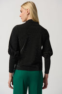 Joseph Ribkoff Black/Silver Puff Sleeve Top Style 234186