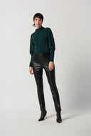 Joseph Ribkoff Green/Silver Puff Sleeve Top Style 234186