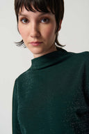 Joseph Ribkoff Green/Silver Puff Sleeve Top Style 234186