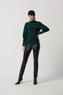 Joseph Ribkoff Green/Silver Puff Sleeve Top Style 234186