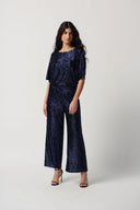 Joseph Ribkoff Midnight Blue Sequin Dolman Sleeve Boxy Top Style 234216