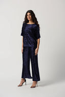 Joseph Ribkoff Midnight Blue Sequin Dolman Sleeve Boxy Top Style 234216