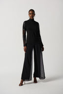 Joseph Ribkoff Black Mock Neck Fitted Top Style 234230