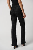 Joseph Ribkoff Black Novelty Knit Flared Pull-On Pants Style 234233