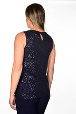 Frank Lyman Sleeveless Navy Top with Sequins Style 234240
