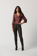 Joseph Ribkoff Black/Multi Animal Print Pants with Solid Back Style 234243