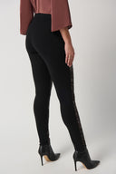 Joseph Ribkoff Black/Multi Animal Print Pants with Solid Back Style 234243