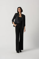 Joseph Ribkoff Black/Silver Foiled Textured Knit Two-Piece Top Set Style 234261