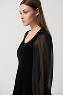 Joseph Ribkoff Black High-Low Tunic With Puffed Sleeves Style 234277