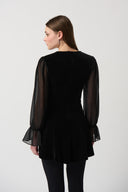 Joseph Ribkoff Black High-Low Tunic With Puffed Sleeves Style 234277