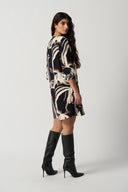 Joseph Ribkoff Black/Multi Abstract Print Woven A-Line Dress Style 234295