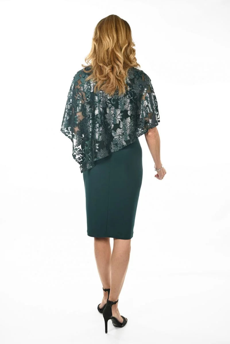 Frank Lyman Dark Green Floral Lace Overlay Dress Style 234372